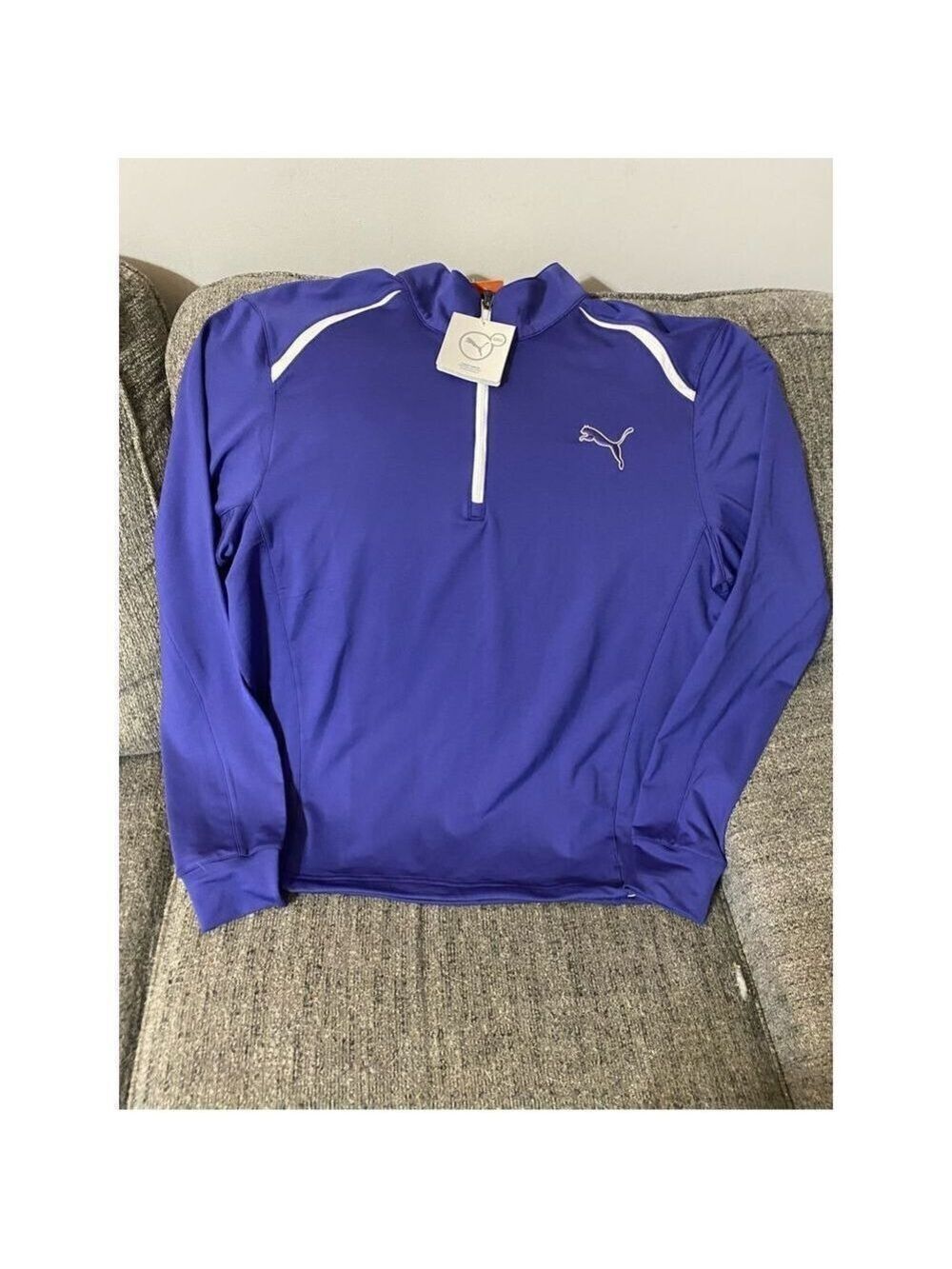 Men's Puma Sport Lifestyle Cell Long Sleeve Mock Neck 1/4 Zip Jacket Blue M